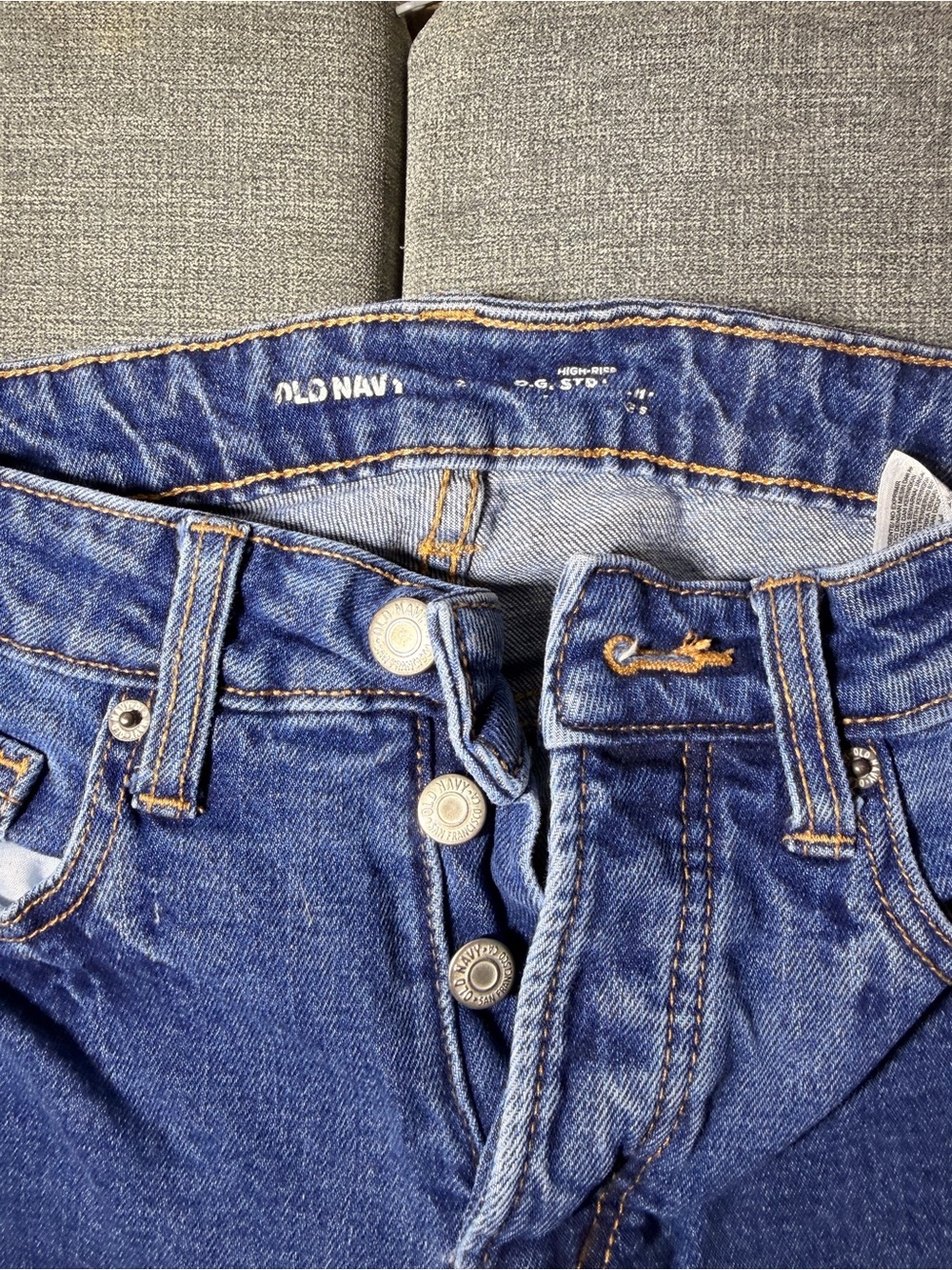 Old Navy Women's Blue High-Rise Button-Fly Ankle Jeans